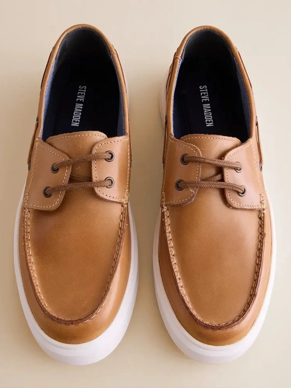 Steve Madden Tan Parnel Leather Boat Shoe‎